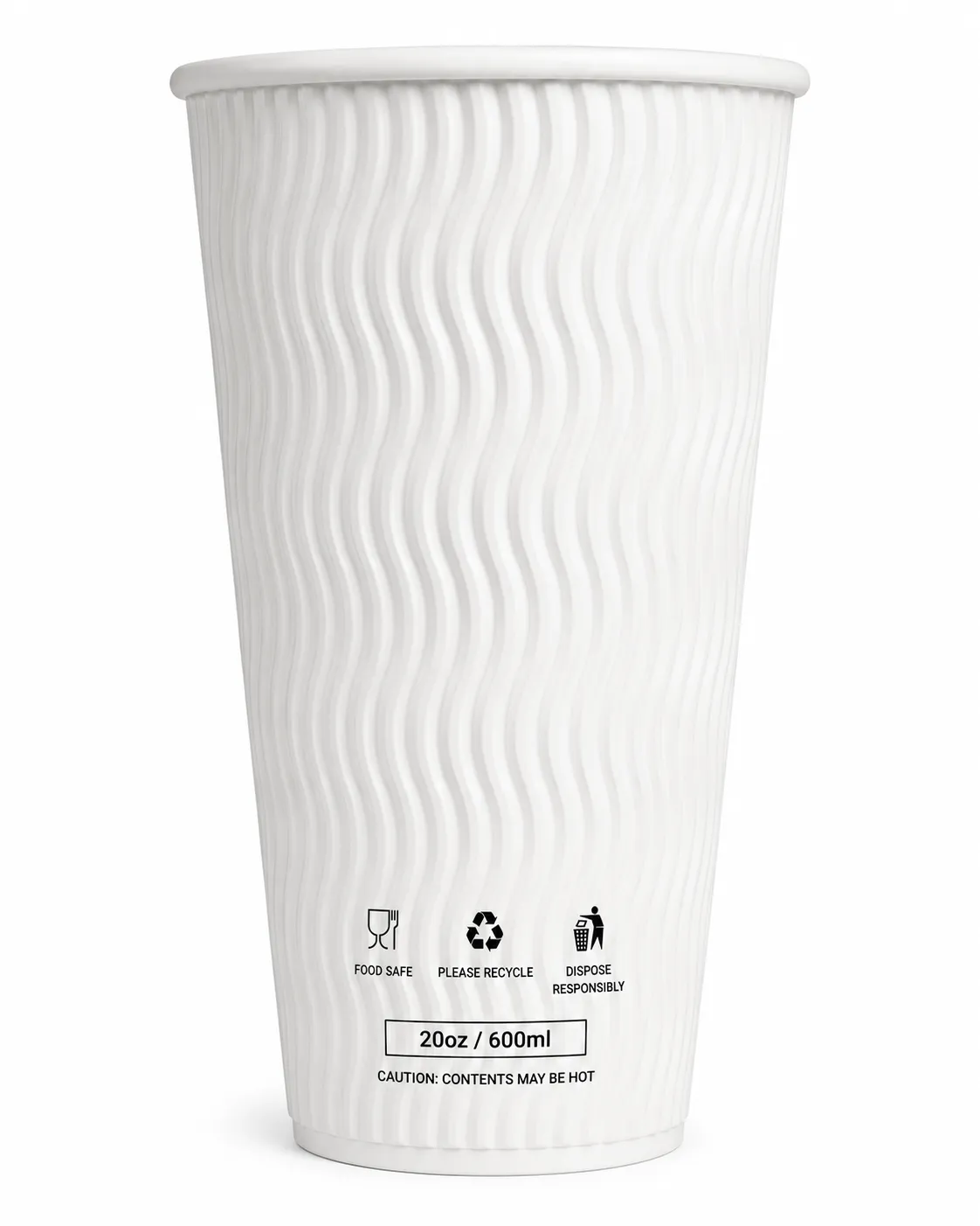 20x25 20oz Triple Wall White Ripple Cups