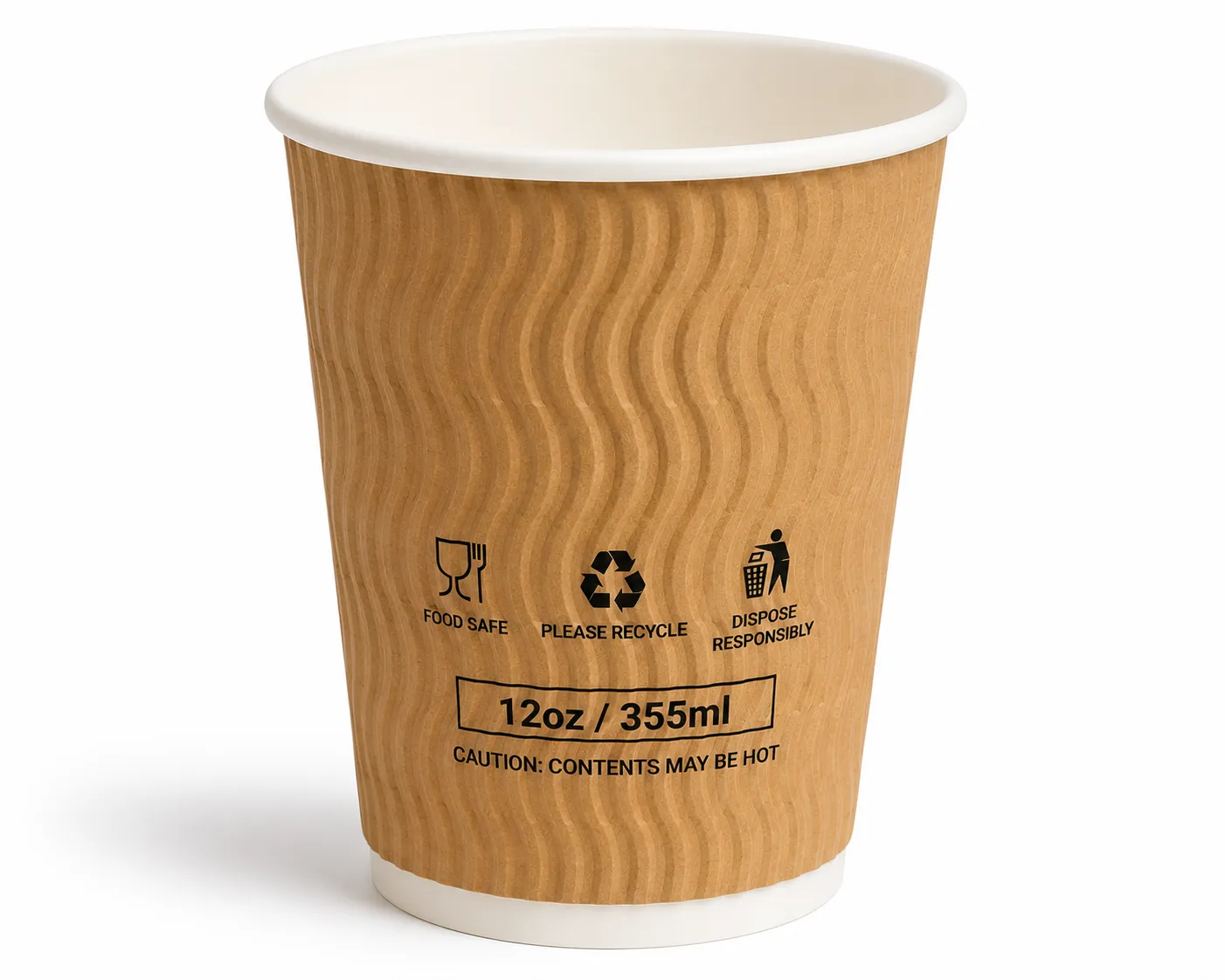 20x25 10oz Kraft Triple Wall Ripple Cups