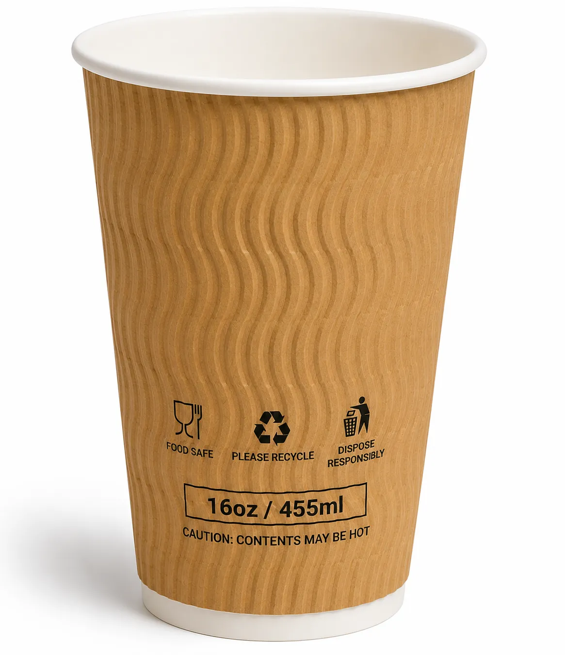 20x25 16oz Kraft Triple Wall Ripple Cups