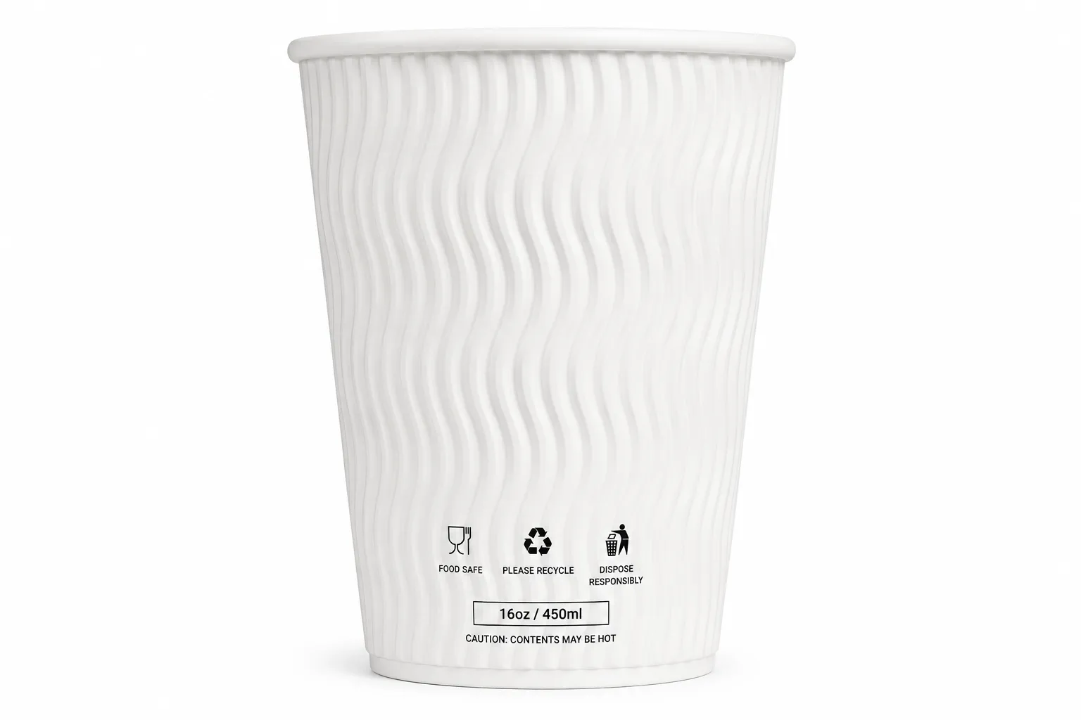 20x25 16oz Triple Wall White Ripple Cups