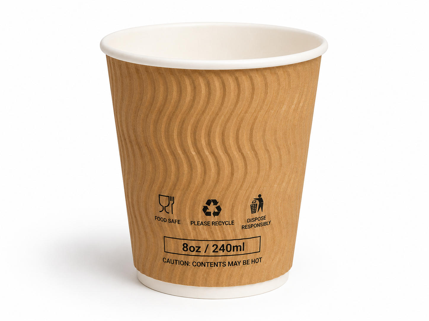 10x50+50 8oz Kraft Ripple Cups Lids COMBO