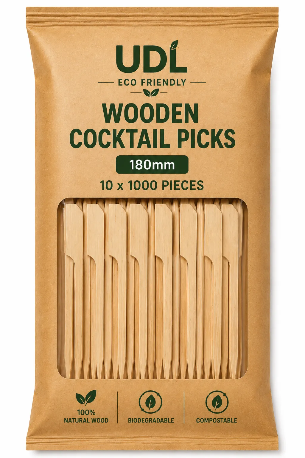 10x100 7"/180mm Bamboo Gun Shape Skewer