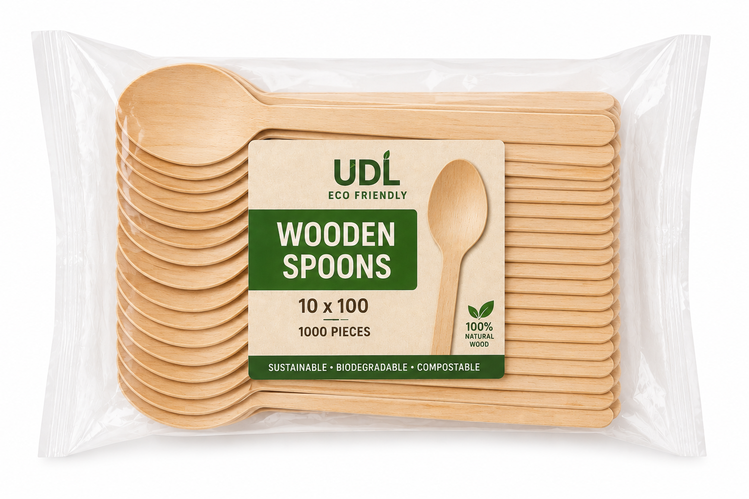 10x100 Wooden Desert Spoons